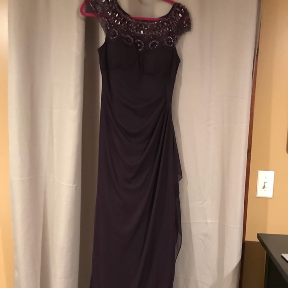 xscape petite embellished illusion gown